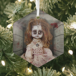SlipperyJoe's vintage angstaanjagende porseleinen Glas Ornament