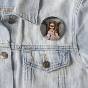 SlipperyJoe's vintage angstaanjagende porseleinen Ronde Button 5,7 Cm