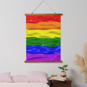 SlipperyJoe's vloeibare glans trots vlag rood oran Hangend Wandkleed
