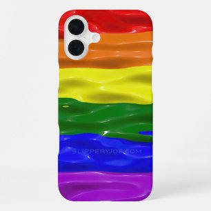 SlipperyJoe's vloeibare glans trots vlag rood oran iPhone 16 Plus Hoesje