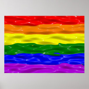 SlipperyJoe's vloeibare glans trots vlag rood oran Poster