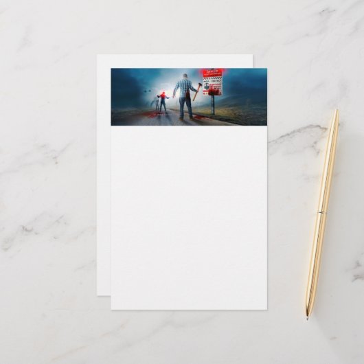 SlipperyJoe's vrolijke Halloween gloeiende ogen zo Briefpapier (Voorkant / Achterkant in situ)