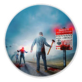 SlipperyJoe's vrolijke Halloween gloeiende ogen zo Keramische Knop (Voorkant)