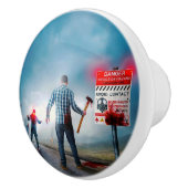 SlipperyJoe's vrolijke Halloween gloeiende ogen zo Keramische Knop (Rechts)