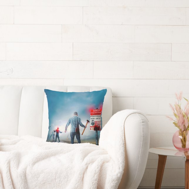 SlipperyJoe's vrolijke Halloween gloeiende ogen zo Kussen (Bank)