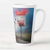 SlipperyJoe's vrolijke Halloween gloeiende ogen zo Latte Mok (Rechts)