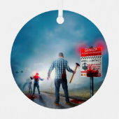 SlipperyJoe's vrolijke Halloween gloeiende ogen zo Metalen Ornament (Voorkant)