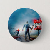 SlipperyJoe's vrolijke Halloween gloeiende ogen zo Ronde Button 5,7 Cm (Voorkant)