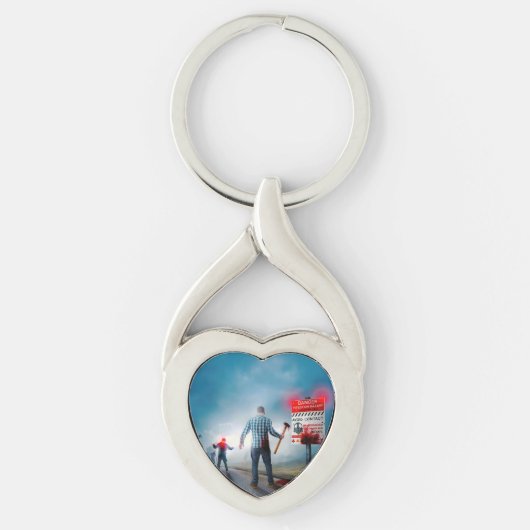 SlipperyJoe's vrolijke Halloween gloeiende ogen zo Sleutelhanger (Voorkant)