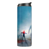 SlipperyJoe's vrolijke Halloween gloeiende ogen zo Thermosbeker (Gedraaid links)