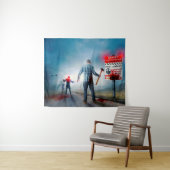 SlipperyJoe's vrolijke Halloween gloeiende ogen zo Wandkleed (In Situ (horizontaal))