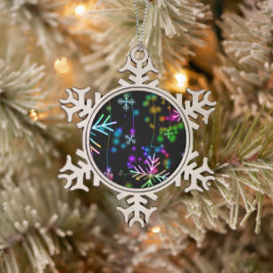 SlipperyJoe's vrolijke levendige kerstsfeer Tin Sneeuwvlok Ornament