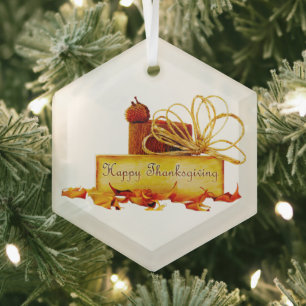 SlipperyJoe's warme feestelijke Thanksgiving-sfeer Glas Ornament