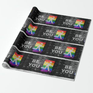 SlipperyJoe's Wees Jijzelf bakstenen muur stickfig Cadeaupapier