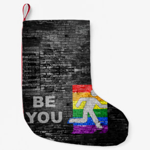 SlipperyJoe's Wees Jijzelf bakstenen muur stickfig Kleine Kerstsok