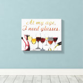 SlipperyJoe's wijn drinkglas ondeugende grap rood Canvas Afdruk (Insitu (Houten vloer))