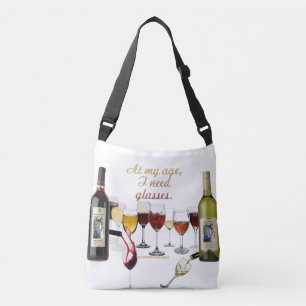 SlipperyJoe's wijn drinkglas ondeugende grap rood  Crossbody Tas