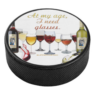 SlipperyJoe's wijn drinkglas ondeugende grap rood Hockey Puck