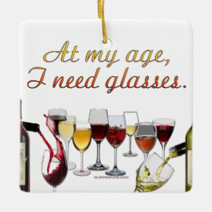 SlipperyJoe's wijn drinkglas ondeugende grap rood Keramisch Ornament