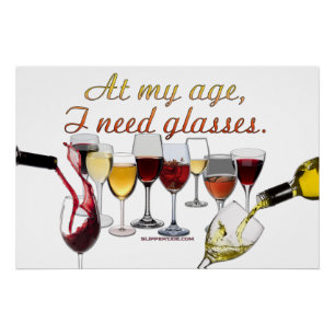 SlipperyJoe's wijn drinkglas ondeugende grap rood Perfect Poster