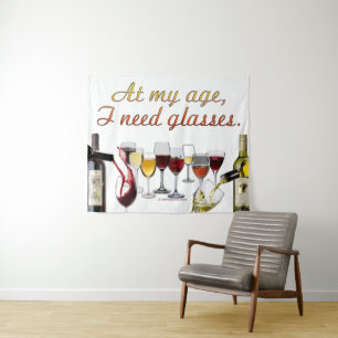 SlipperyJoe's wijn drinkglas ondeugende grap rood  Wandkleed