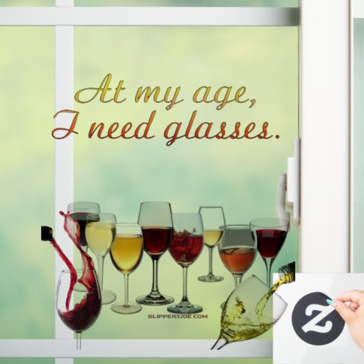 SlipperyJoe's wijnglazen gefermenteerde druiven wi Raamsticker (Huis)