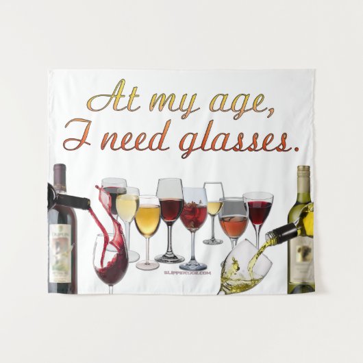 SlipperyJoe's wijnglazen gefermenteerde druiven wi Wandkleed (Voorkant (horizontaal))