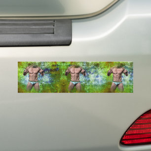 SlipperyJoe's witte gespierde sexy man speedo zwar Bumpersticker