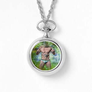 SlipperyJoe's witte gespierde sexy man speedo zwar Horloge