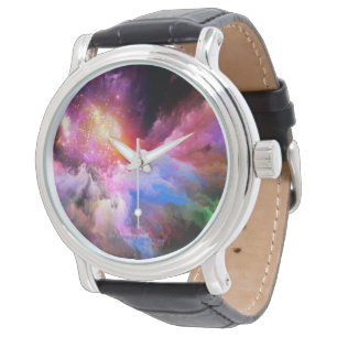 SlipperyJoe's wolkenkunstwerk abstracte levendige  Horloge