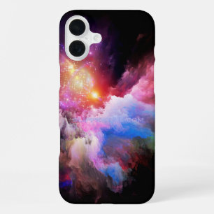 SlipperyJoe's wolkenkunstwerk abstracte levendige iPhone 16 Plus Hoesje