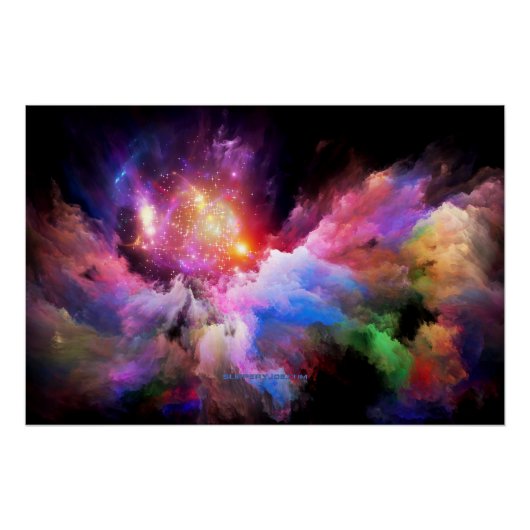 SlipperyJoe's wolkenkunstwerk abstracte levendige  Perfect Poster (Voorkant)