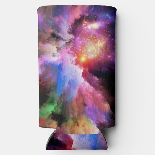 SlipperyJoe's wolkenkunstwerk abstracte levendige Seltzer Blikjeskoeler (Achterkant)