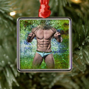 SlipperyJoe's zeer gespierde volwassen man zonder  Metalen Ornament