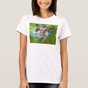 SlipperyJoe's zeer gespierde volwassen man zonder  T-shirt