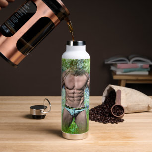 SlipperyJoe's zeer gespierde volwassen man zonder Waterfles
