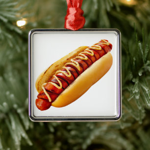 SlipperyJoe's zomer BBQ sfeer hotdog genesteld zac Metalen Ornament