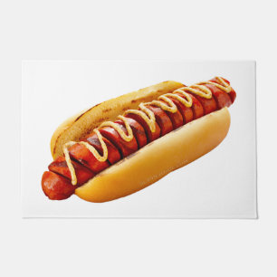SlipperyJoe's zomerse BBQ-sfeer hotdog genesteld z Deurmat