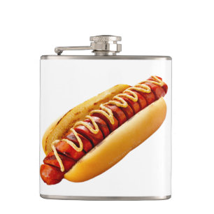 SlipperyJoe's zomerse BBQ-sfeer hotdog genesteld z Heupfles