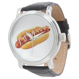 SlipperyJoe's zomerse BBQ-sfeer hotdog genesteld z Horloge