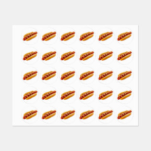 SlipperyJoe's zomerse BBQ-sfeer hotdog genesteld z Labels
