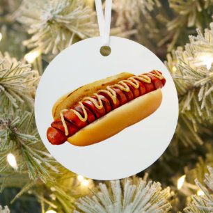 SlipperyJoe's zomerse BBQ-sfeer hotdog genesteld z Metalen Ornament