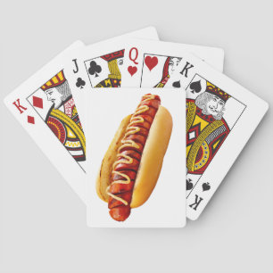 SlipperyJoe's zomerse BBQ-sfeer hotdog genesteld z Pokerkaarten