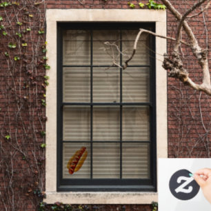 SlipperyJoe's zomerse BBQ-sfeer hotdog genesteld z Raamsticker