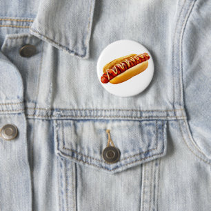 SlipperyJoe's zomerse BBQ-sfeer hotdog genesteld z Ronde Button 5,7 Cm
