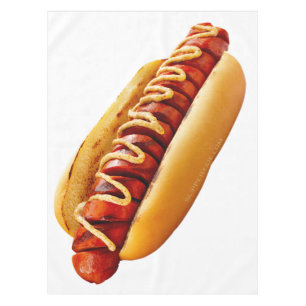SlipperyJoe's zomerse BBQ-sfeer hotdog genesteld z Tafelkleed
