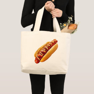 SlipperyJoe's zomerse BBQ-vibe hotdog genesteld za Grote Tote Bag
