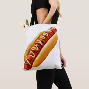 SlipperyJoe's zomerse BBQ-vibe hotdog genesteld za Tote Bag