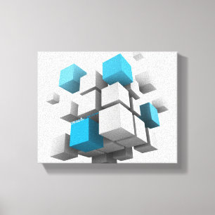 SlipperyJoe's zwevende cluster van kubussen groott Canvas Afdruk