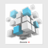 SlipperyJoe's zwevende cluster van kubussen groott Sticker (Vel)